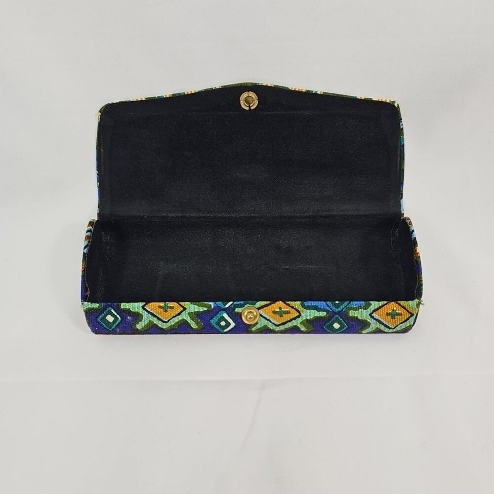 Vintage Eyeglass Case 1960's Mod MCM Retro Hard Shell Snap Tribal Pattern? - Picture 9 of 11